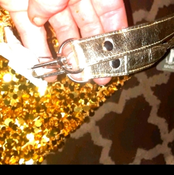 Deep Golden Sequin Glass beaded Hobo bag Large - Picture 3 of 3